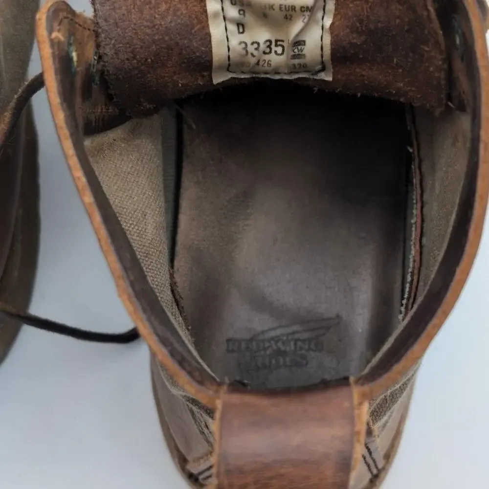 Red Wing Boots Mens 9 Brown 3335 Weekender Canvas Moc Leather Work Shoes